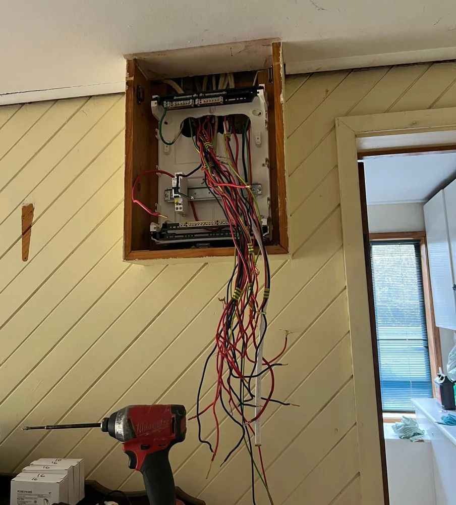 Electrical cabling run neatly through a property
